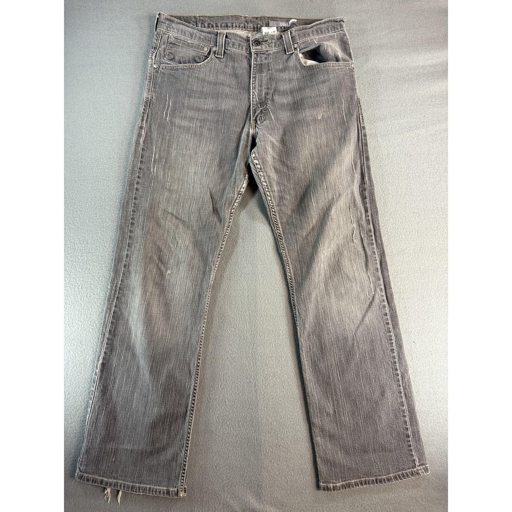 Y2K SilverTab Boot Jeans Mens 34x34 Gray Relaxed Bootcut Distressed Denim